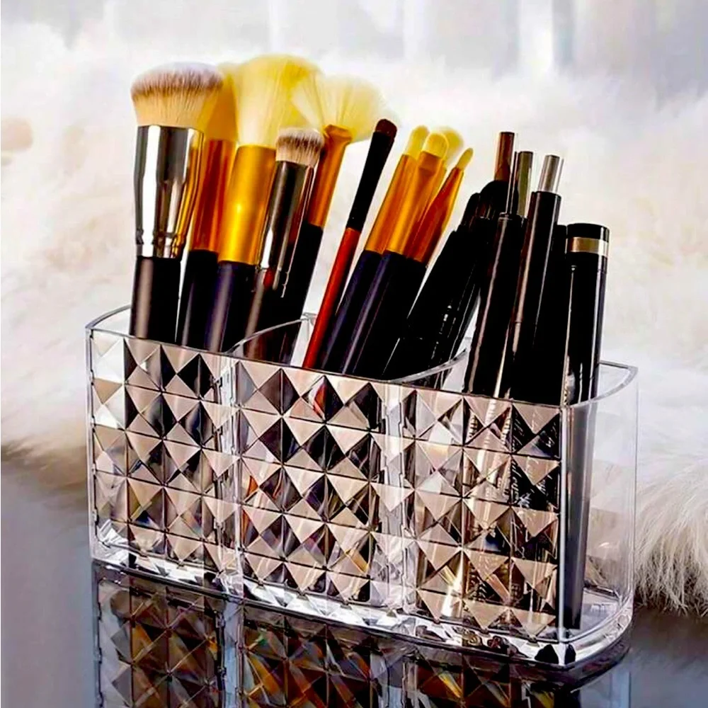 Clear Jacquard 3 compartment Makeup Organizer NEW 🏷️